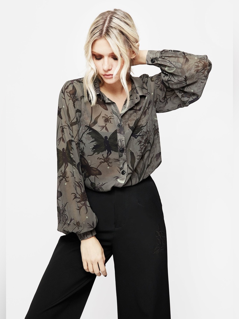 Disturbia Gloriana Floral Print Chiffon Shirt US 6 / UK 10 - Picture 5 of 9